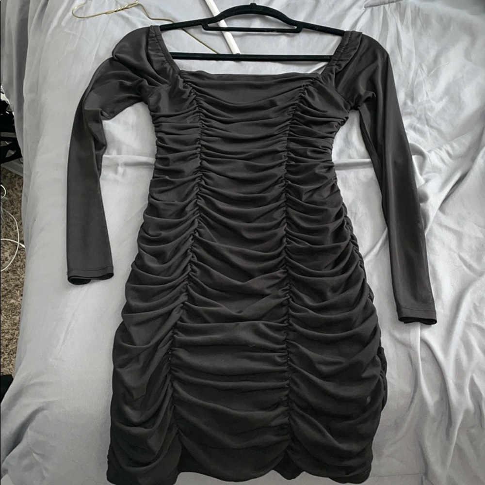 Ruched black dress